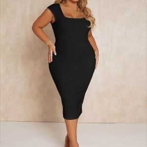 Plus square neck bodycon dress